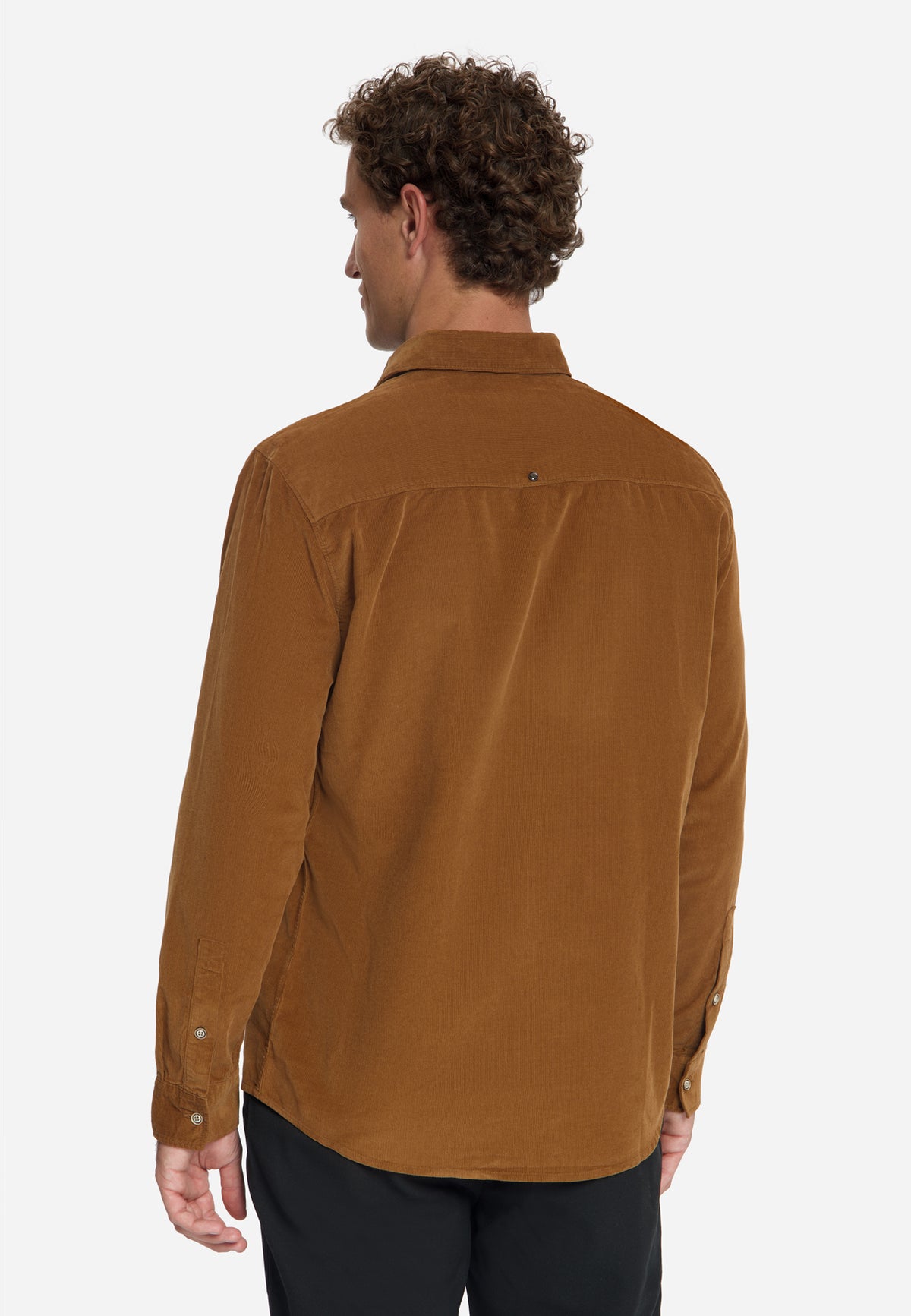 Chemise en velours côtelé fin | Caramel