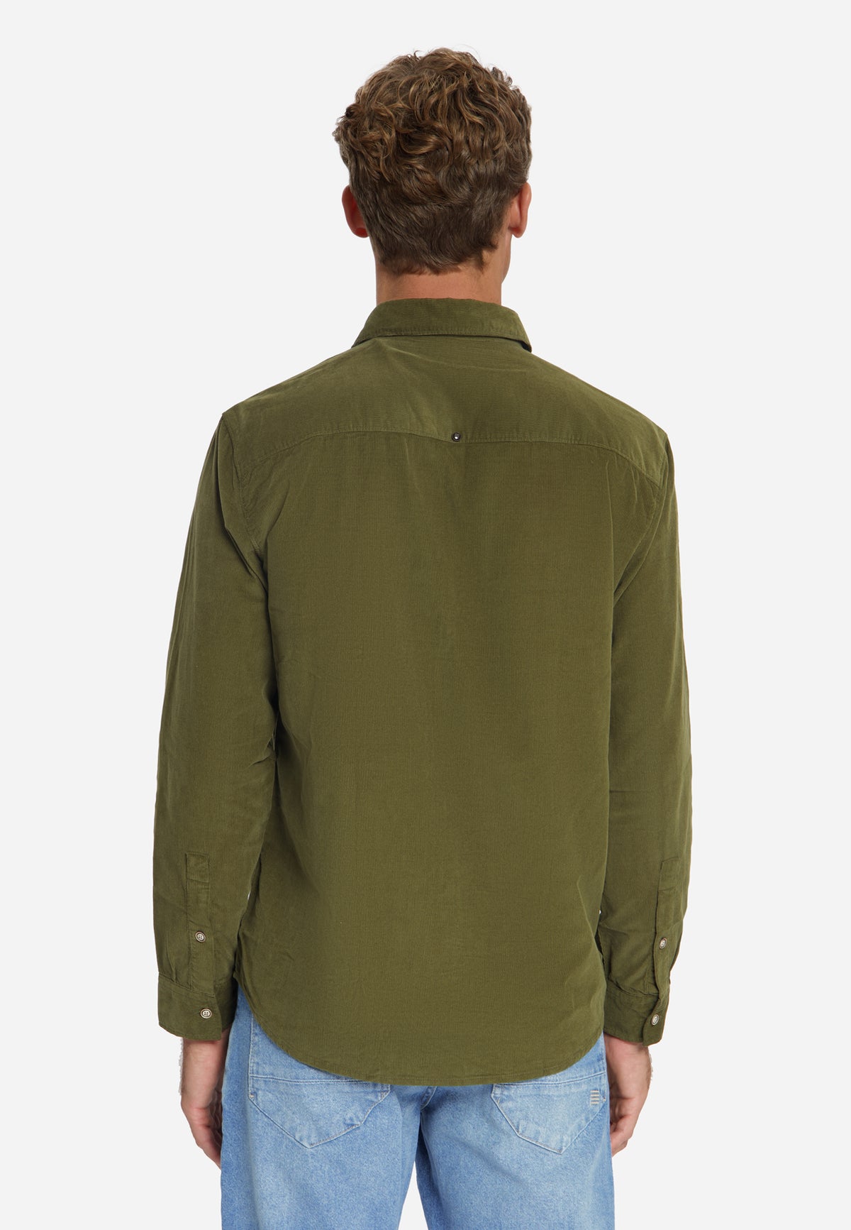 Chemise en velours côtelé fin | Moss