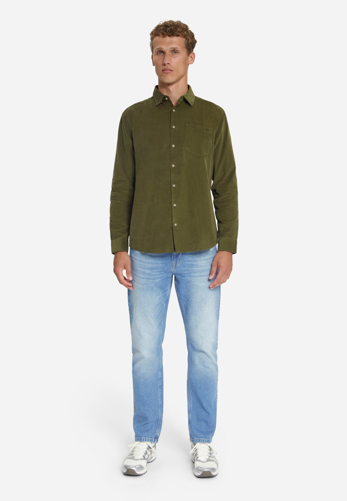 Chemise en velours côtelé fin | Moss