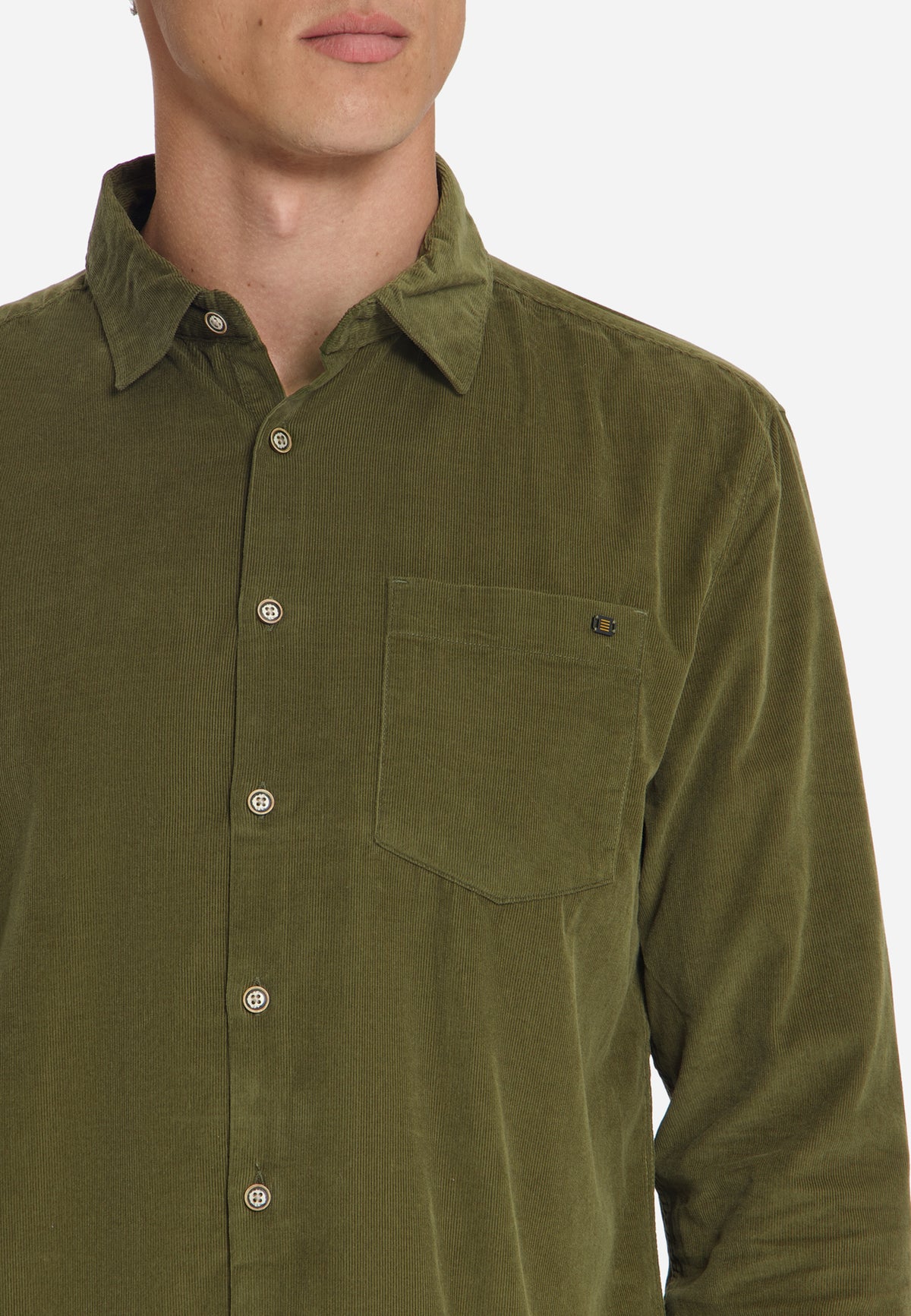 Chemise en velours côtelé fin | Moss