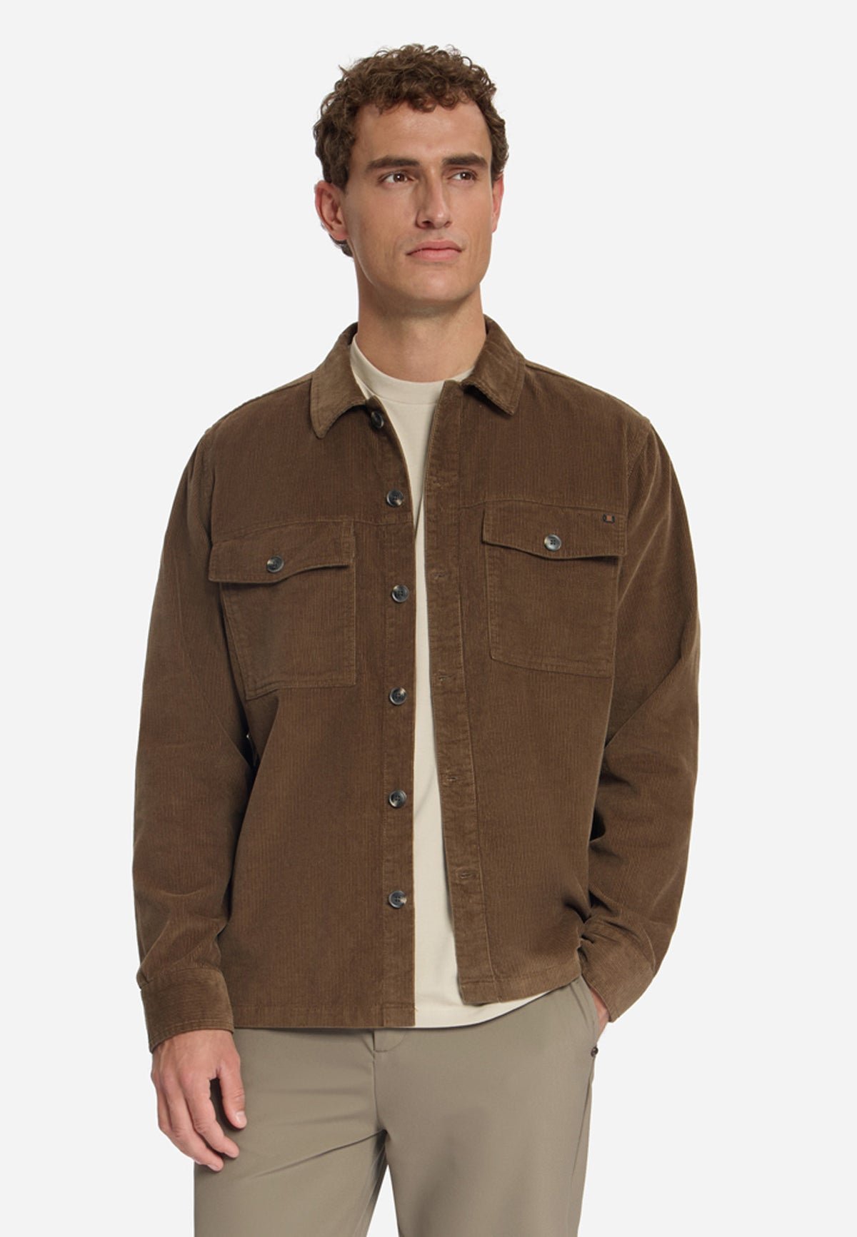 Overshirt en velours côtelé | Marron clair