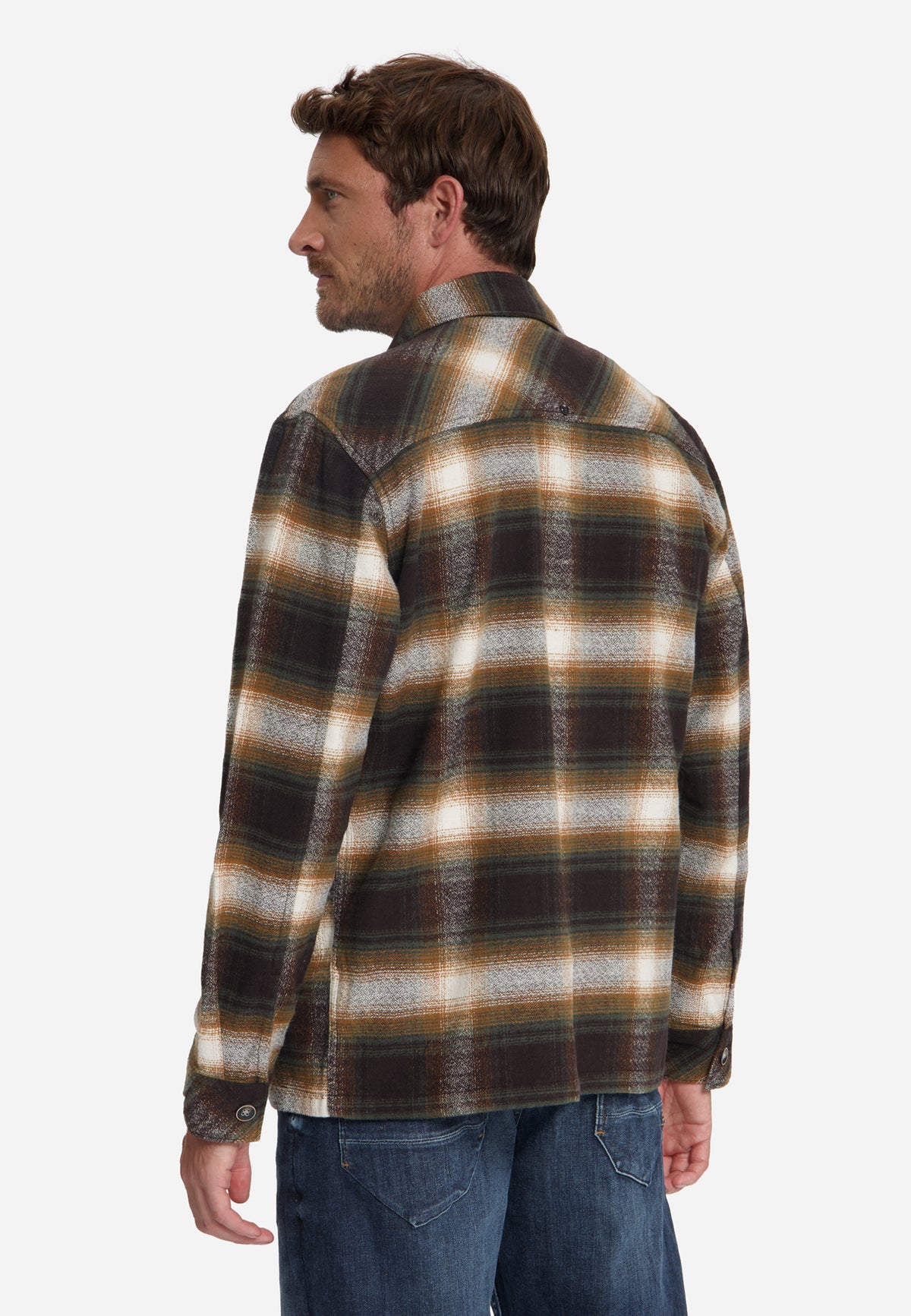 Cotton Checked overshirt | Stone