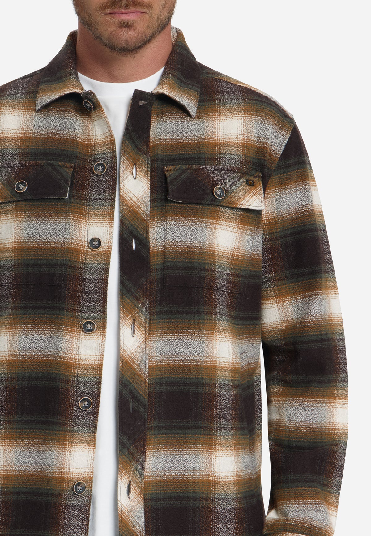 Cotton Checked overshirt | Stone