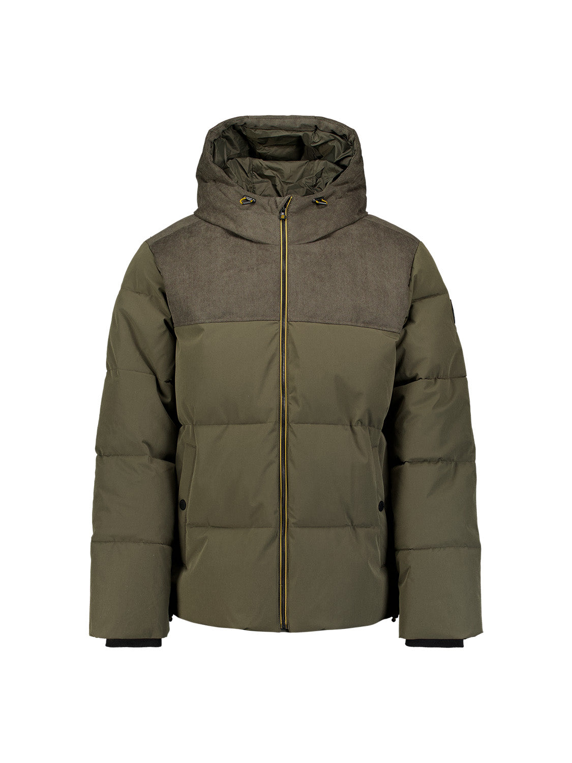 Jacket Short Fit Puffer Corduroy Mix | Army